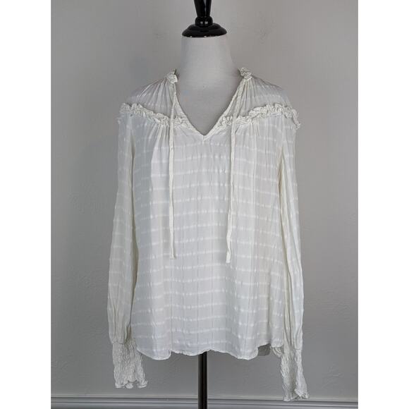 River Island Top Ruffle Bib Blouse Peasant Boho Victorian Cottagecore Size 8 - Picture 5 of 16